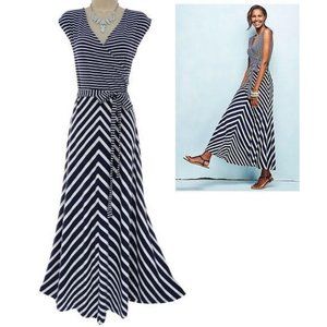 Talbots Chevron Belted Sleeveless Maxi Dress XL